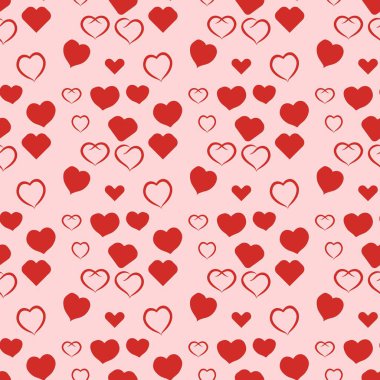 Sevgililer Günü vektör çizimi için kırmızı kalpli kusursuz bir model.