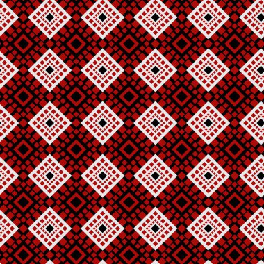 Geometrik şekilli kusursuz desen kumaş yüzey tasarımı ambalaj kağıdı vektörü için modern kırmızı arkaplan dekoratif desen baskısı