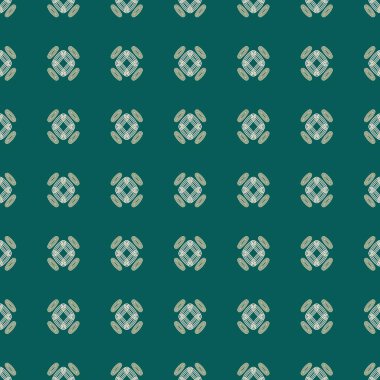 Süslü dekoratif elementlerle kusursuz geometrik desen soyut yeşil arkaplan grafik tasarım vektör resimlemesi