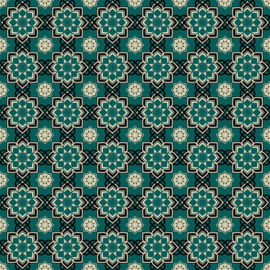 Geometrik çiçeklerle kusursuz desen soyut çiçekli arkaplan grafik tasarım vektörü