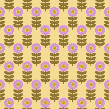 Kumaş yüzey tasarımı için özet arkaplanı tekrarlayan çiçeklerle kusursuz desen