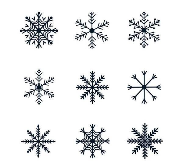 Sneeuwvlokken Set Winter Vectorpictogram — Stockvector