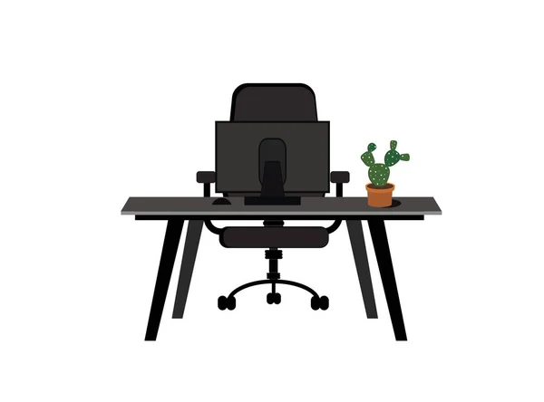 オフィスワークスペース テーブル アームチェア — ストックベクタ