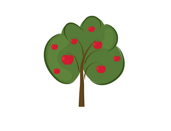 Pohon Apel Alam Ikon Vektor - Stok Vektor
