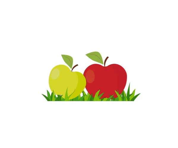 Äpfel Auf Dem Gras Ernährung Nahrung Vektorsymbol — Stockvektor