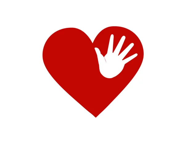 Herz Und Hand Vektorsymbol Medizin Hilfe Unterstützung — Stockvektor