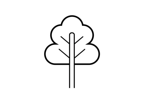Linienbaum Silhouette Isoliert Auf Weißem Hintergrund Vektor Park Vektorikone — Stockvektor