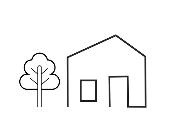 家や木のフラットベクトルアイコン 事業及び建物 — ストックベクタ