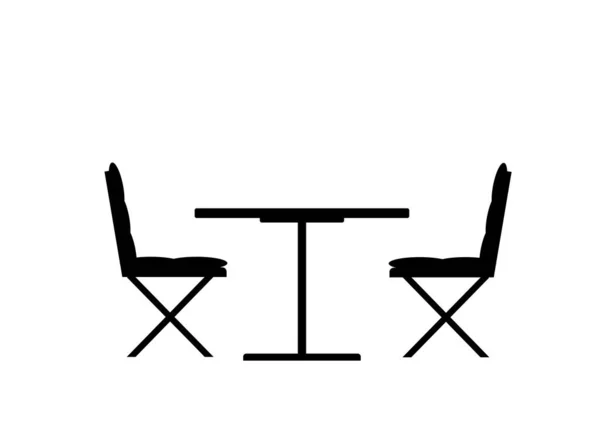 Icône Vectorielle Plate Café Rue Table Chaises Nourriture Boissons — Image vectorielle