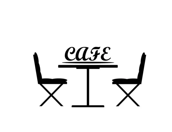 Icône Vectorielle Plate Café Rue Table Chaises Nourriture Boissons — Image vectorielle