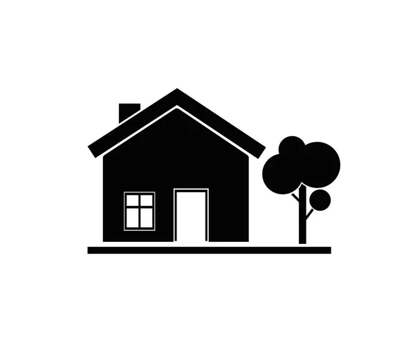 家と木 ベクトル画像 アイコン シルエット — ストックベクタ