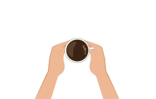 Filiżanka Kawy Rękach Mężczyzn — Wektor stockowy