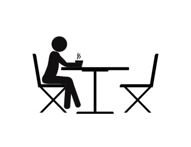 Bir adam elinde bir fincan kahveyle bir masada oturuyor. Bekliyorum, tarih