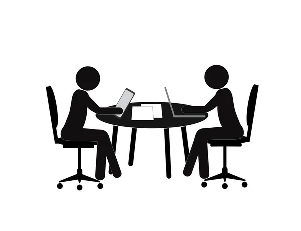 Empregador Busca Novo Emprego Pessoas Entrevista Reunião —  Vetores de Stock