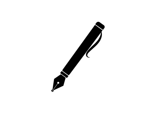 Плоский Черный Вектор Значок Шариковая Ручка Бизнес Офис Образование — стоковый вектор