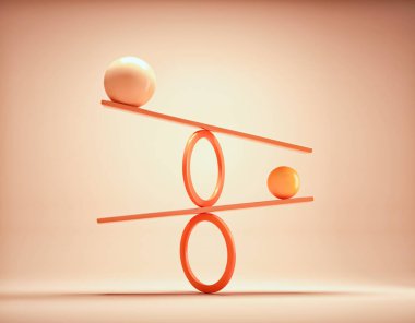 Geometrik elementler dengede. İmkansız denge. Bu 3 boyutlu bir çizim.