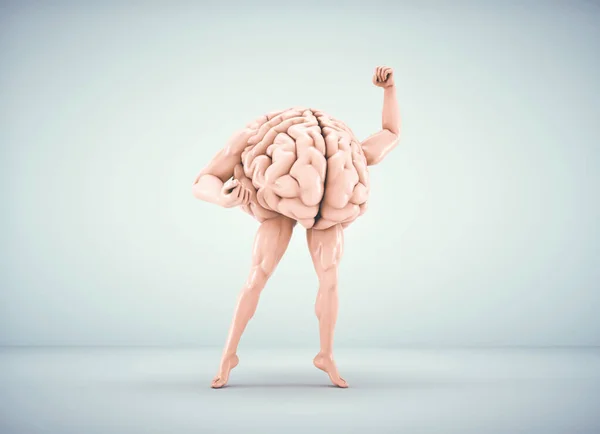 Ludzki Mózg Uprawia Sport Wyszkolony Umysł Wiedza Jest Ilustracja Renderowania — Zdjęcie stockowe