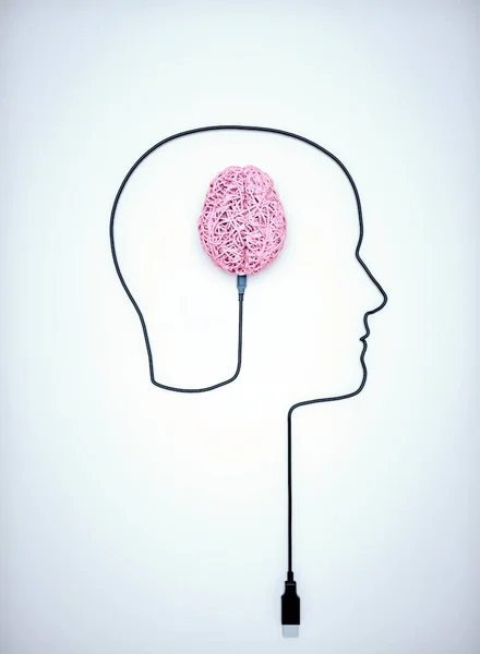 Ανθρώπινο Μυαλό Αποσυνδεδεμένο Καλώδιο Usb Ψυχική Υγεία Και Διαλογισμός Αυτή — Φωτογραφία Αρχείου