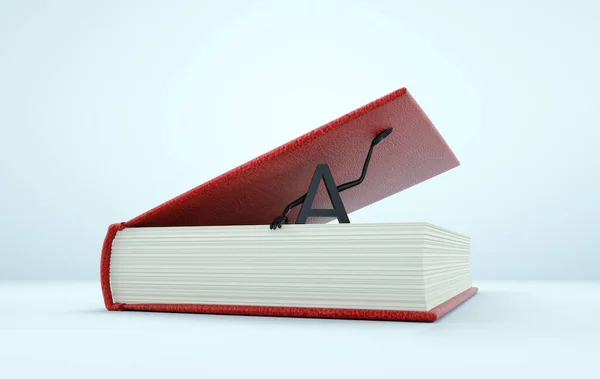 開いている本と手紙A これは3Dレンダリング図です — ストック写真