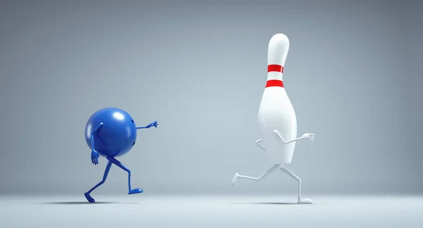 Bola Bowling Skittles Ideia Conceito Diferente Esta Uma Ilustração Renderização — Fotografia de Stock