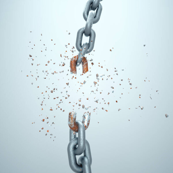 Цепь сломана. Понятие свободы. This is a 3d render illustration