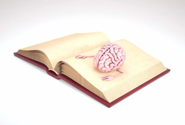 Människans Hjärna Öppen Bok Självutveckling Och Utbildningskoncept Detta Render Illustration Stockfoto