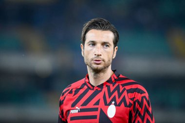 Milan 'ın Antonio Mirante portresi İtalyan futbolu Serie A maçında Hellas Verona FC - AC Milan (Portreler Arşivi) maçı 16 Ekim 2022' de İtalya 'nın Verona kentinde Marcantonio Bentegodi Stadyumu' nda yapıldı.