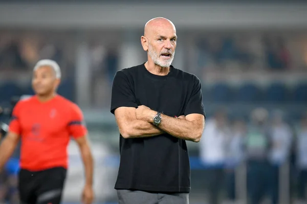 Mailands Cheftrainer Stefano Pioli Porträt Während Des Italienischen Fußballspiels Hellas — Stockfoto