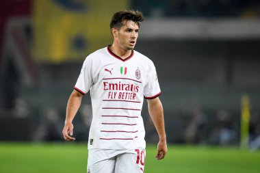 İtalyan futbolu Serie A maçında Milan 'ın Brahim Diaz portresi, 16 Ekim 2022' de İtalya 'nın Verona kentindeki Marcantonio Bentegodi Stadyumu' nda Hellas Verona FC Milan (Portreler Arşivi) maçında çekildi.