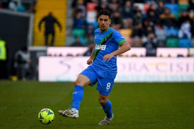Sassuolo 'nun Abdou Harroui portresi İtalyan futbolu Serie A maçı sırasında Udinese Calcio ile ABD Sassuolo (portreler arşivi) arasında Udine, İtalya' daki Dacia Arena stadyumunda, 12 Şubat 2023 - Fotoğraf: Ettore Griffoni