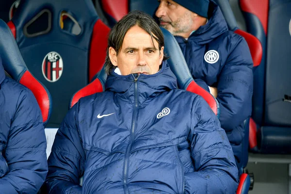 Inter Cheftrainer Simone Inzaghi Porträt Während Des Italienischen Fußballspiels Serie — Stockfoto