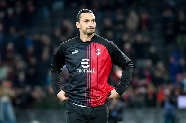 stock image Milan's Zlatan Ibrahimovic portrait during warm up during italian soccer Serie A match Udinese Calcio vs AC Milan (portraits archive) at the Friuli - Dacia Arena stadium in Udine, Italy, March 18, 2023 - Credit: Ettore Griffoni