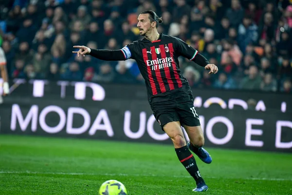 Zlatan Ibrahimovic Milán Acción Durante Partido Fútbol Italiano Serie Udinese — Foto de Stock