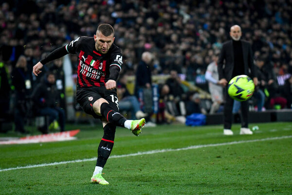 Milan's Ante Rebic portrait in action during italian soccer Serie A match Udinese Calcio vs AC Milan (portraits archive) at the Friuli - Dacia Arena stadium in Udine, Italy, March 18, 2023 - Credit: Ettore Griffoni