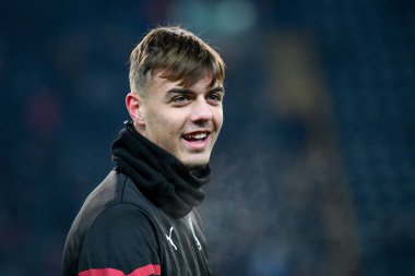 Milan 'ın Daniel Maldini portresi İtalyan futbolu serisi A maçında Udinese Calcio ile AC Milan (portreler arşivi) Udine, İtalya' da Dacia Arena Stadyumu 'nda 11 Aralık 2021' de oynanmıştır.