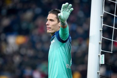 Udinese 'nin Marco Silvestri portresi İtalya' nın Udine şehrindeki Friuli - Dacia Arena Stadyumu 'nda oynanan Udinese Calcio vs AC Milan maçı sırasında çekildi.