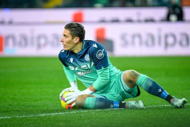 Udinese 'nin Marco Silvestri portresi İtalya' nın Udine şehrindeki Friuli - Dacia Arena Stadyumu 'nda oynanan Udinese Calcio vs AC Milan maçı sırasında çekildi.