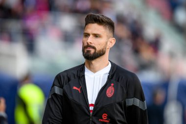 Milan 'ın Olivier Giroud portresi İtalyan futbolu Serie A maçında Bologna FC - AC Milan maçı 15 Nisan 2023' te İtalya 'nın Bologna kentindeki Renato Dall' Ara stadyumunda yapıldı.