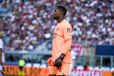 Milan 'ın Mike Maignan portresi İtalyan futbolu Serie A maçında Bologna FC Milan' a karşı Bologna Dall 'Ara stadyumunda, 15 Nisan 2023 - Fotoğraf: Ettore Griffoni