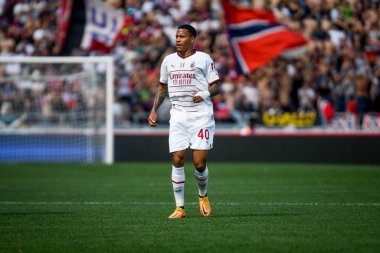 Milan 'ın İtalya futbolu sırasındaki Aster Vranckx portresi 15 Nisan 2023' te İtalya 'nın Bologna kentindeki Renato Dall' Ara stadyumunda oynanan Bologna FC maçında çekildi.