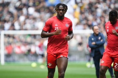 Cremonese 'den Frank Tsadjout' un İtalya futbol takımı Serie A maçındaki portresi Udinese Calcio 'nun Udine, İtalya' daki Friuli - Dacia Arena stadyumunda oynadığı maç, 23 Nisan 2023