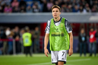 İtalya 'nın Bologna FC - Juventus FC (portreler arşivi) maçı sırasında İtalya' nın Bologna kentindeki Renato Dall 'Ara stadyumunda yapılan Juventus' un Federico Chiesa portresi.