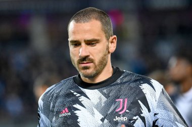 İtalyan futbolu Serie A maçında Juventus FC 'ye karşı Bologna FC (portreler arşivi), İtalya' nın Bologna kentindeki Renato Dall 'Ara stadyumunda 30 Nisan 2023' de yapılan Juventus 'un Leonardo Bonucci portresi.