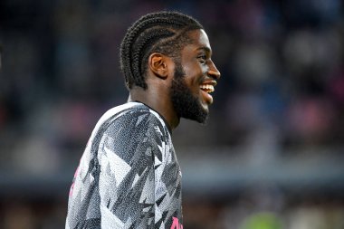 İtalya 'nın Bologna FC - Juventus FC (portreler arşivi) maçı sırasında İtalya' nın Bologna kentindeki Renato Dall 'Ara Stadyumu' nda yapılan Juventus 'un Samuel Iling-Junior portresi.