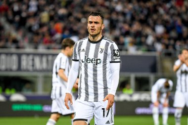 İtalya 'nın Bologna FC - Juventus FC (portreler arşivi) maçı sırasında İtalya' nın Bologna kentindeki Renato Dall 'Ara stadyumunda yapılan Juventus' un Filip Kostic portresi, 30 Nisan 2023