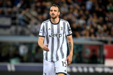 İtalya 'nın Bologna FC - Juventus FC (portreler arşivi) maçı sırasında İtalya' nın Bologna kentindeki Renato Dall 'Ara stadyumunda yapılan Juventus' un Federico Gatti portresi.