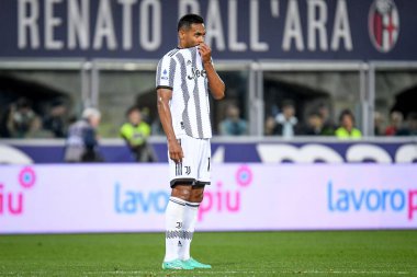 İtalya futbol takımı Serie A maçında Juventus FC 'ye karşı Bologna FC (portreler arşivi), İtalya' nın Bologna kentindeki Renato Dall 'Ara stadyumunda 30 Nisan 2023 tarihinde yapılan Alex Sandro portresi.