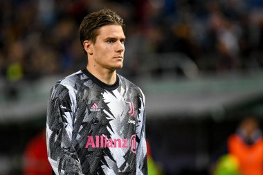 Juventus 'un İtalya futbolu sırasındaki Nicolo' Fagioli portresi A karşılaşması Bologna FC ile Juventus FC (portreler arşivi) Bologna, İtalya 'daki Renato Dall' Ara stadyumunda, 30 Nisan 2023 - Fotoğraf: Ettore Griffoni
