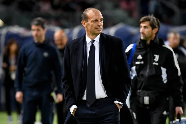 Juventus Hoofd Coach Massimiliano Allegri Portret Tijdens Italiaanse Voetbalwedstrijd Serie — Stockfoto