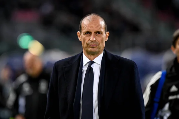 Juventus Hoofd Coach Massimiliano Allegri Portret Tijdens Italiaanse Voetbalwedstrijd Serie — Stockfoto